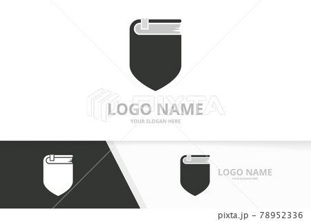 Vector shield and book logo combination. Security and library logotype design template. 78952336