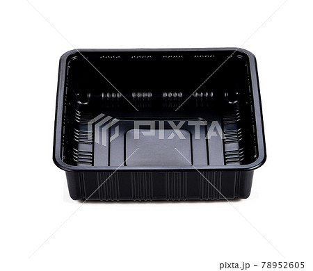Empty black plastic container isolated on white Empty black plastic container isolated on white 78952605