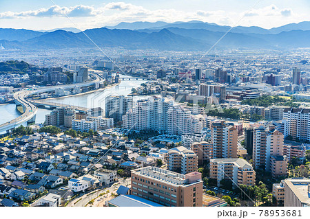 Modern city skyline aerial view in Fukuoka, Japan 78953681