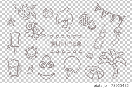 Summer illustration set (line drawing) Summer illustration set (line drawing) 78955485