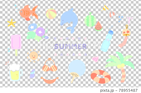 Summer illustration set (without main line) 78955487