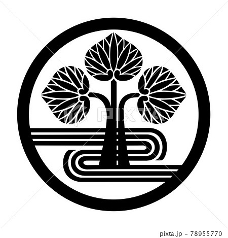 簗田氏の家紋　丸に水葵三本立ち 78955770