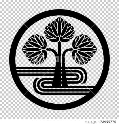 簗田氏の家紋　丸に水葵三本立ち 78955770