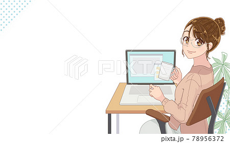 在宅ワーク・リモートワーク・副業をする女性 78956372