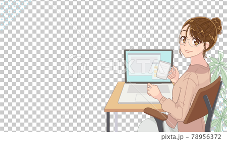 在宅ワーク・リモートワーク・副業をする女性 78956372