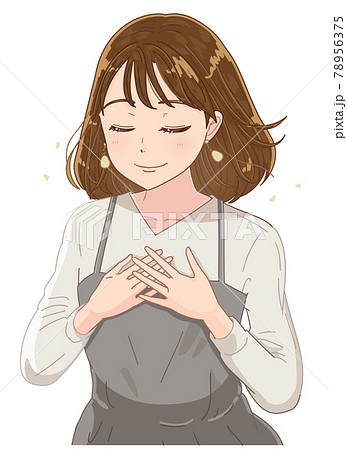 A Woman Holding Her Hand On Her Chest Stock Illustration