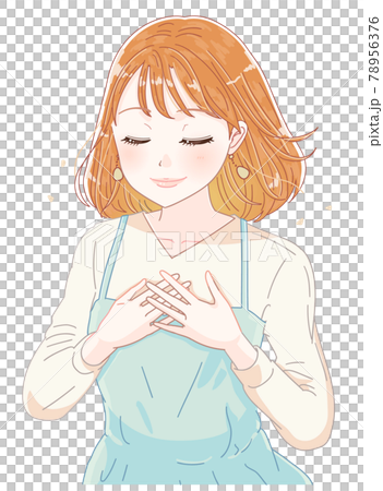 胸に手を当てる女性 78956376