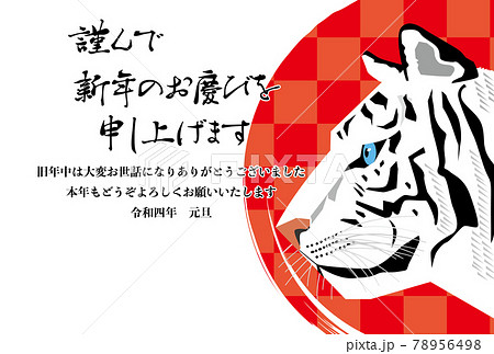 白い虎の横顔 寅年の年賀状イラストのイラスト素材