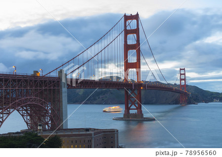 Beautiful twilight scene of famous Golden Gate bridge in San Francisco, California,USA Beautiful twilight scene of famous Golden Gate bridge in San Francisco, California,USA 78956560