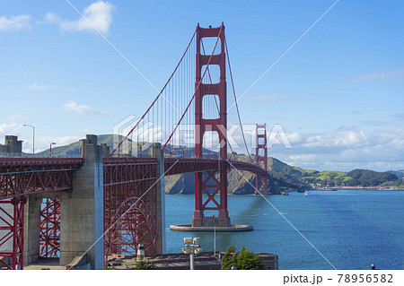 Beautiful twilight scene of famous Golden Gate bridge in San Francisco, California,USA 78956582