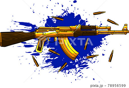 Vector Illustration Of Ak 47 Bullets And Bloodのイラスト素材