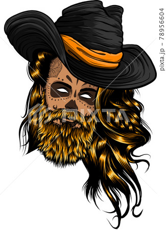 Bearded Cowboy In A Hat Cool American Manのイラスト素材