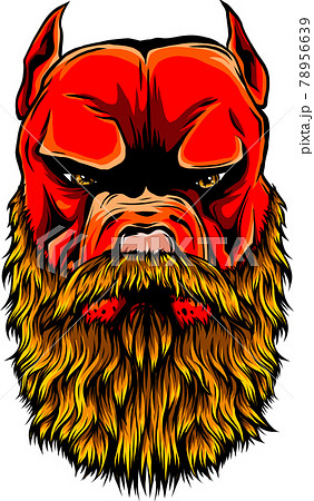 vector illustration of head pitbull with beard 78956639