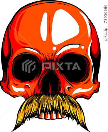 vector illustration of Human skull with moustache vector illustration of Human skull with moustache 78956666