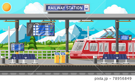 Modern Railway Station with High Speed Train Modern Railway Station with High Speed Train 78956849