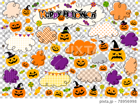 水彩 ハロウィン吹き出しセット 78956998