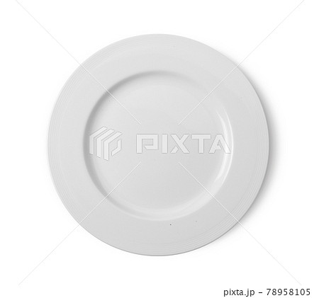 white plate on white background. top view 78958105