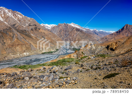 Dhankar Monastery and village in Himalayas Dhankar Monastery and village in Himalayas 78958450