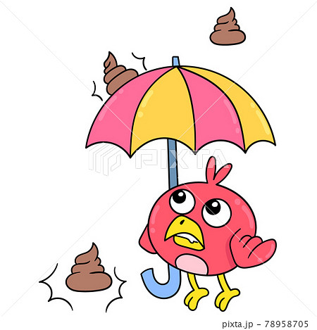 baby bird holding umbrella avoiding the rain... - Stock Illustration  [78958705] - PIXTA