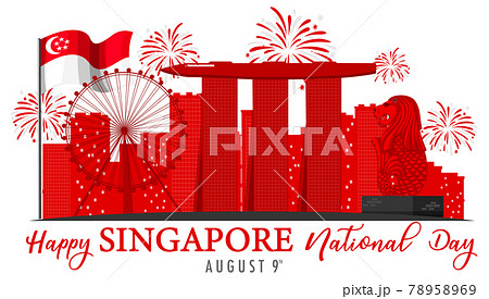 Singapore National Day with Marina Bay Sands Singapore and fireworks Singapore National Day with Marina Bay Sands Singapore and fireworks 78958969