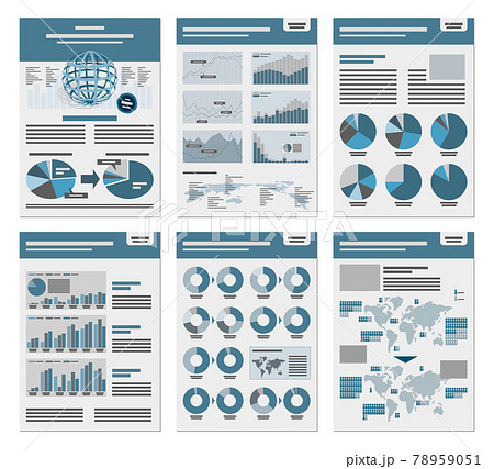 ダミーで使えるグラフデータ レポート 統計 ベクターイラストのイラスト素材