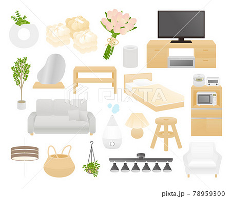 インテリア 家具 イラストセットのイラスト素材
