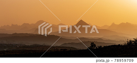 Sunrise landscape Axum Simien Ethiopia Sunrise landscape Axum Simien Ethiopia 78959709