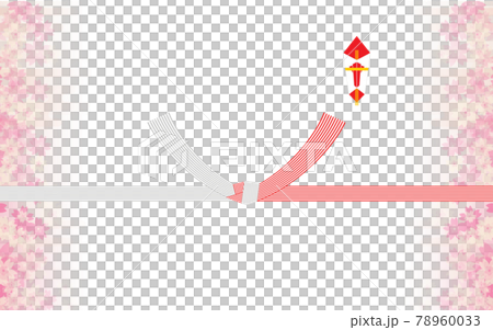 Wedding paper with cherry blossom pattern, 10 red and white mizuhiki, knotting 78960033