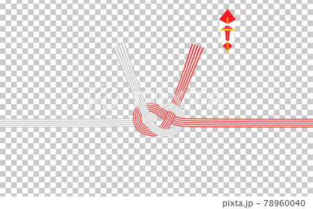 Noshitsuki Mizuhiki, 5 red and white Awaji knots 78960040