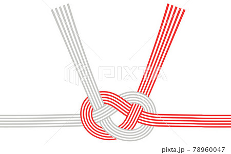 日本の伝統的な飾り紐、水引、紅白5本、あわじ結び 日本の伝統的な飾り紐、水引、紅白5本、あわじ結び 78960047