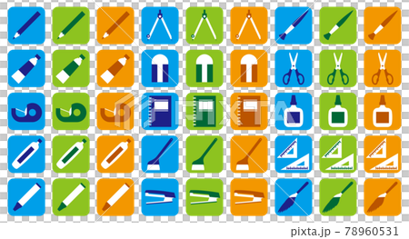 文房具と工作道具のアイコンセット 文房具と工作道具のアイコンセット 78960531
