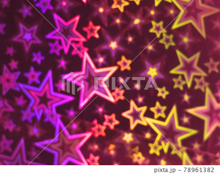 大小の星型ネオンが無数光る幻想的なイメージ/オレンジ系 他色有り 78961382