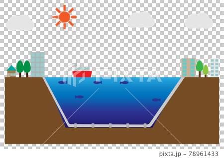 海底ケーブルのイラスト素材