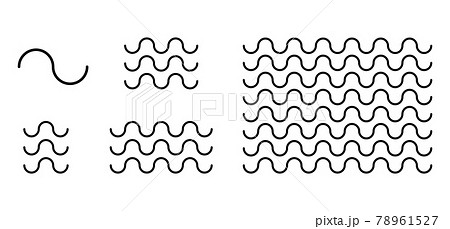 線による波のセット　曲線模様 78961527