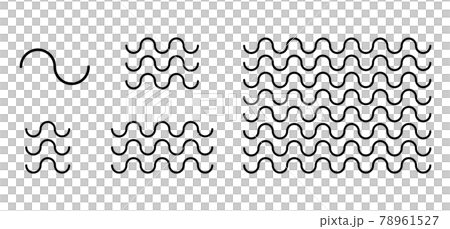 線による波のセット　曲線模様 78961527