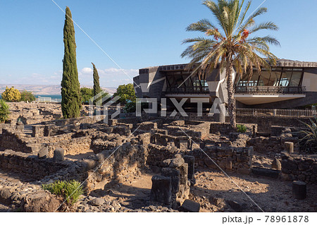 View of St Peters Pilgrimage Church in Capernaum Israel View of St Peters Pilgrimage Church in Capernaum Israel 78961878