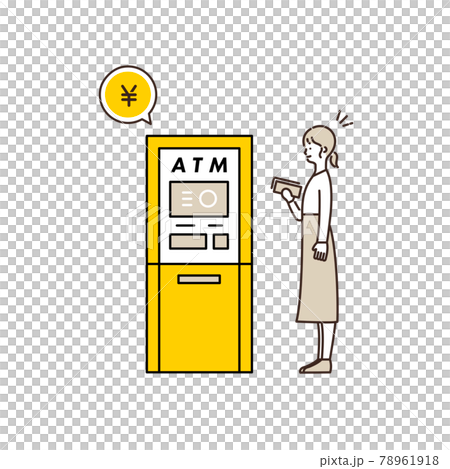 一個女人使用 ATM 的插圖 78961918