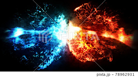赤と青の炎の衝突 バトル背景 のイラスト素材