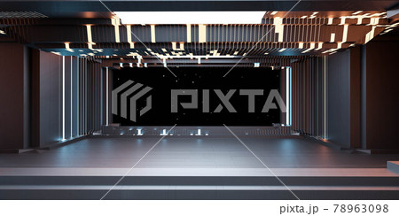 space view in dark futuristic space station 3d render illustration 78963098