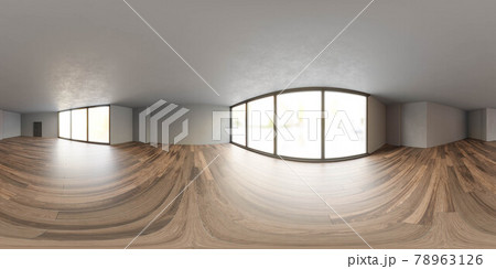 full 360 degree panorama of modern loft studio with wooden floor dark walls and big windows 3d render illustration modern architecture design hdri hdr vr style 78963126