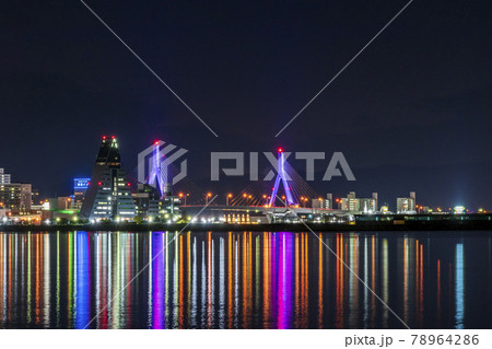 青森 青い海公園の夜景01 青森 青い海公園の夜景01 78964286