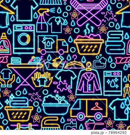 Laundry Seamless Neon Pattern Laundry Seamless Neon Pattern 78964292
