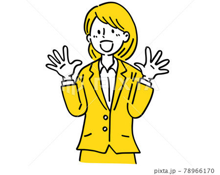 喜ぶ 手を広げる 女性 シンプル イラスト 78966170