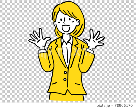 喜ぶ 手を広げる 女性 シンプル イラスト 78966170