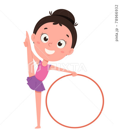 Cute little girl training with hula hoop Cute little girl training with hula hoop 78966932