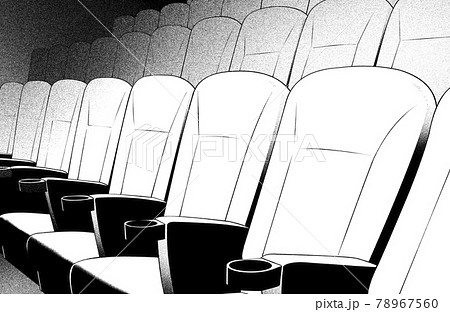 漫画風ペン画イラスト 店舗 映画館のイラスト素材