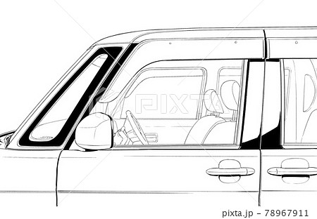 漫画風ペン画イラスト 車 軽自動車のイラスト素材