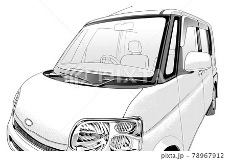 漫画風ペン画イラスト 車 軽自動車のイラスト素材