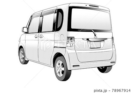 漫画風ペン画イラスト 車 軽自動車のイラスト素材