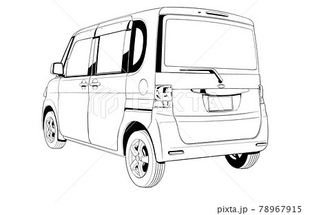 漫画風ペン画イラスト 車 軽自動車のイラスト素材